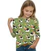 Children's Three-Quarter Sleeve Round Neck Top with Animal Print for Casual Daily Wear