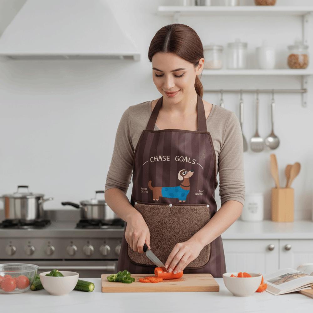 Detachable Hand Wipe Kitchen Oil Resistant Apron Dirt-Proof Catering Work Clothes  Home Use