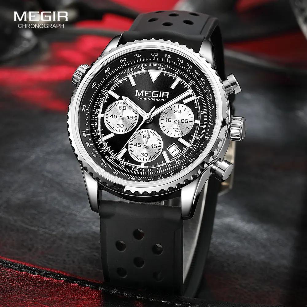 Luxury Fashion Watch for Men Business Siliconer with Luminous Calendar Chronograph Quartz Strap Wristswatch