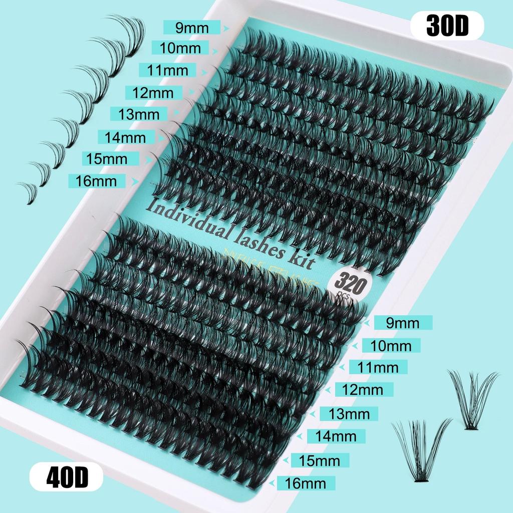 320 Clusters Beauty Lash Extension Kits Private Label Custom Logo 3d Soft Classic Custom Lashes Individual Eyelash Extensions