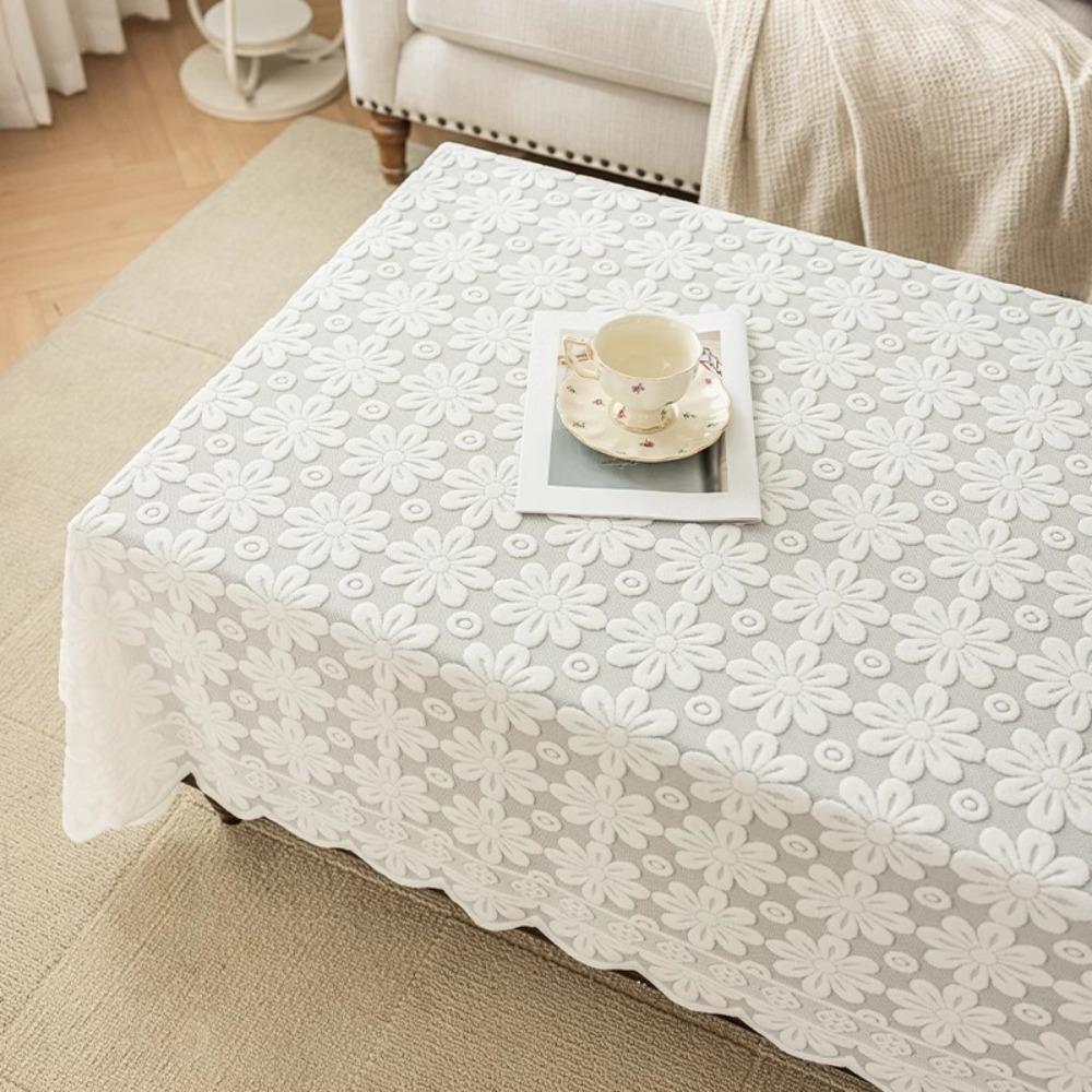 French Pastoral Style Floral Lace Tablecloth Hollow Three-dimensional Relief Tea Table Tablecloth Rectangular Thickened