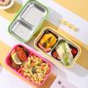 Isolierte Kinder-Lunchbox mit Cartoon-Trennern, Löffel und auslaufsicherem Schnappverschluss - Doppelkammer 304 Edelstahl.