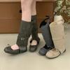 Ballet Style Retro Bow Cool Boots Women's Summer New Korean Version Fashion Round Head Hollow Mary Jane Boots