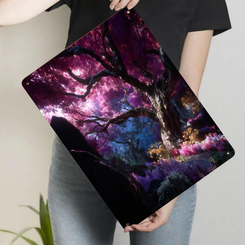 

Enchanted Ancient Tree Metal Wall Art Fantasy Forest Scene Home Decor Hanging Decoration for Living Room 20x30cm（7.8x11.8inch）