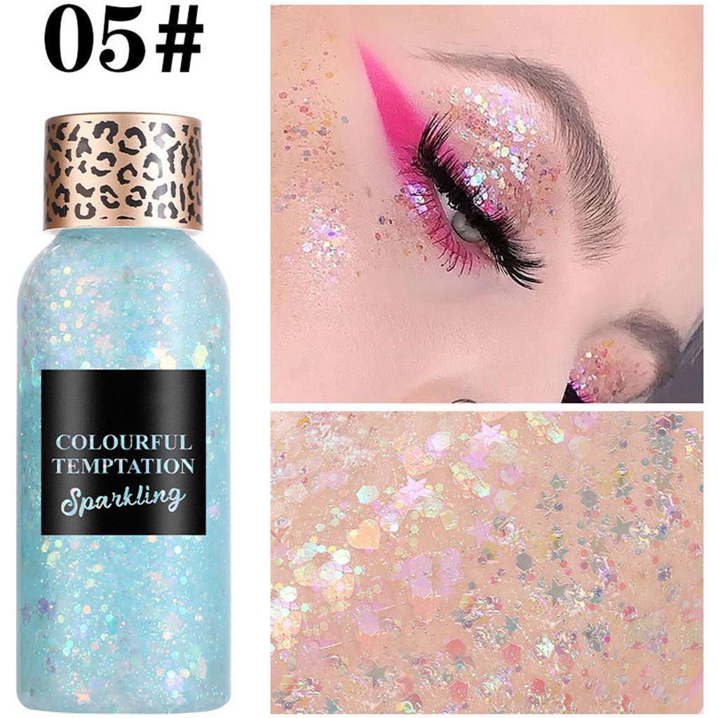 Pearlescent Gel Eyeshadow Liquid with Sequins Sparkling High Glitter for Face and Body Makeup