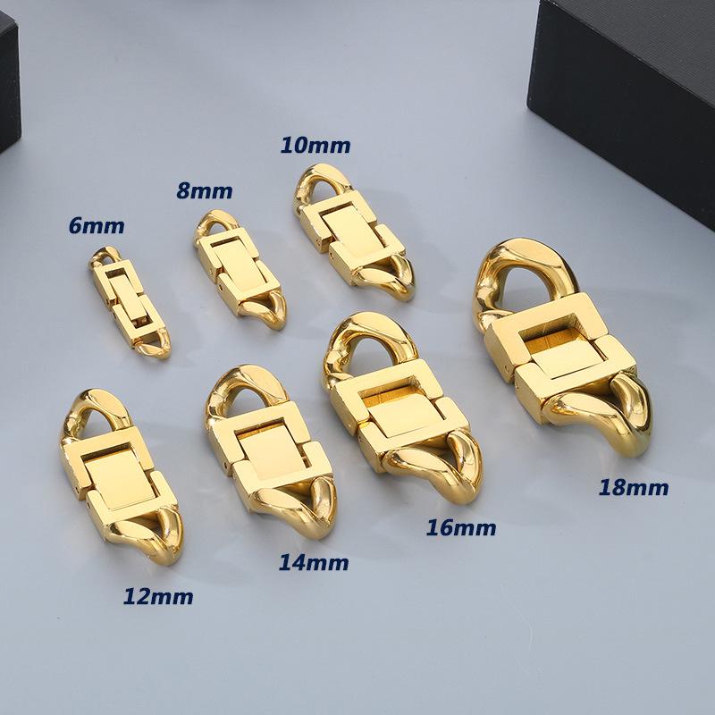 

Модные браслетные часы с пряжкой и застежка для кубинской цепочки из нержавеющей стали, аксессуары для ювелирных изделий 6mm