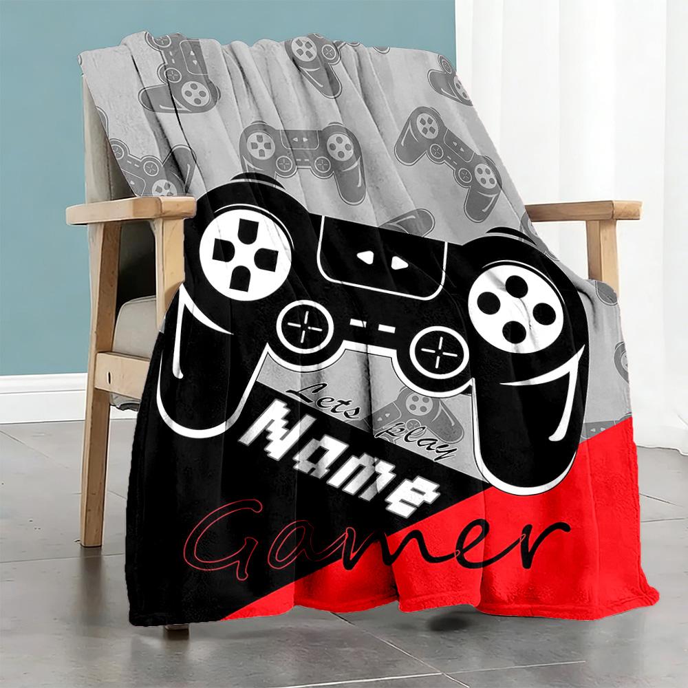 Game Handle Customize Text Blanket Cozy Personalized Blanket Durable Comfort Suitable for Bed Office Home Decor Living Room Four Seasons Universal