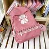 Kawaii Checkered Nylon Backpack with Fluffy Poodle Embroidery Sweet Style Women's School & Daily Bag