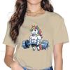 Unicorn Weightlifting Tshirt For Women Bodybuilding Pumping Gym Muscle Training Crossfit Tops Ladies T Shirt Soft Graphic