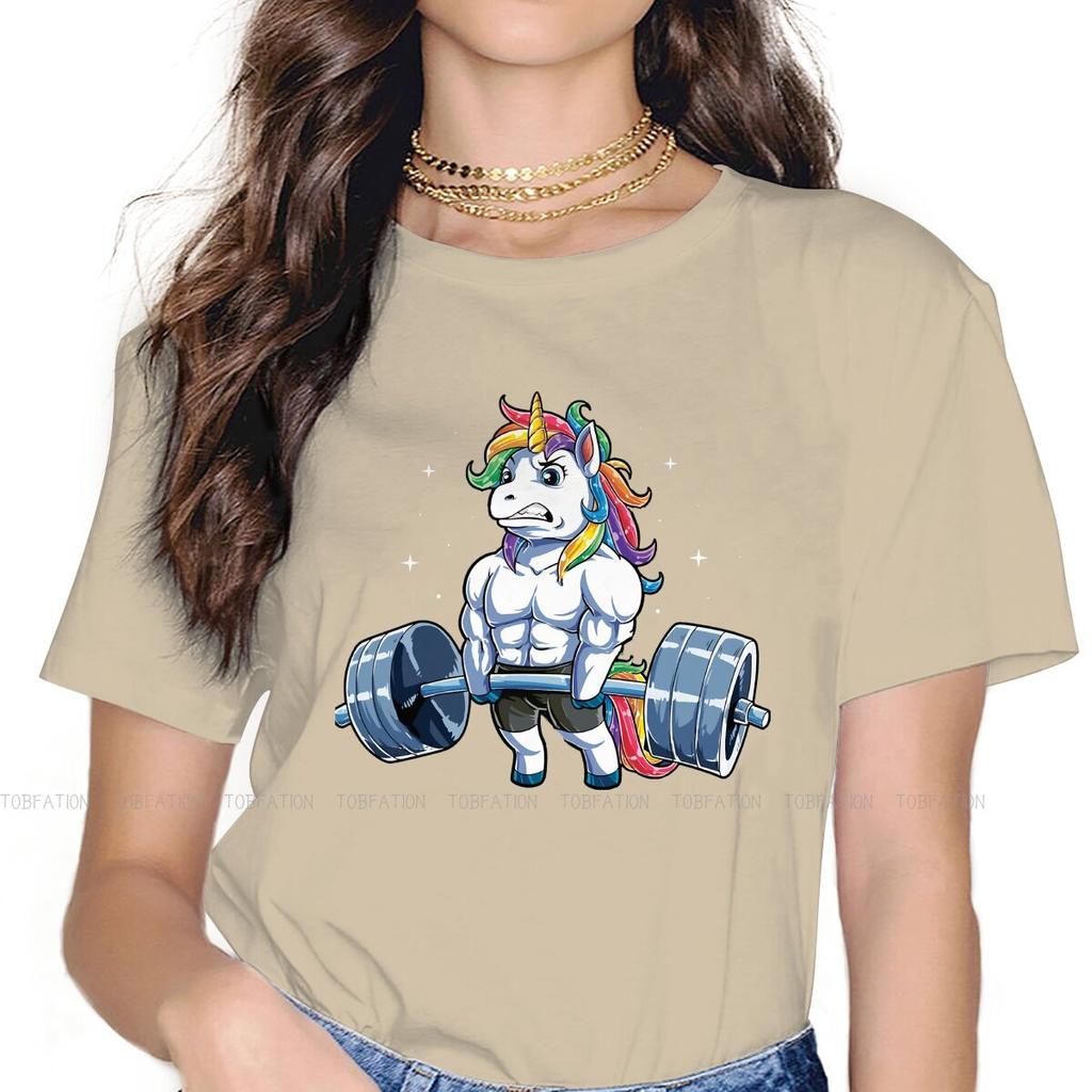 Unicorn Weightlifting Tshirt For Women Bodybuilding Pumping Gym Muscle Training Crossfit Tops Ladies T Shirt Soft Graphic