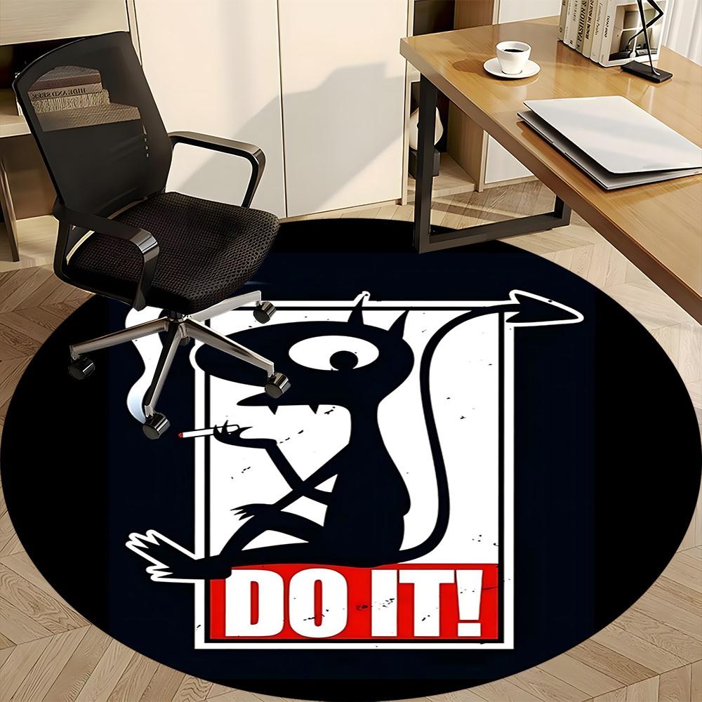 1pc Devil Smoke Office Round Area Rug,  Mat Suitable For Office, Under Office Chairs Bedroom Living Room Home Decor, Room Deco