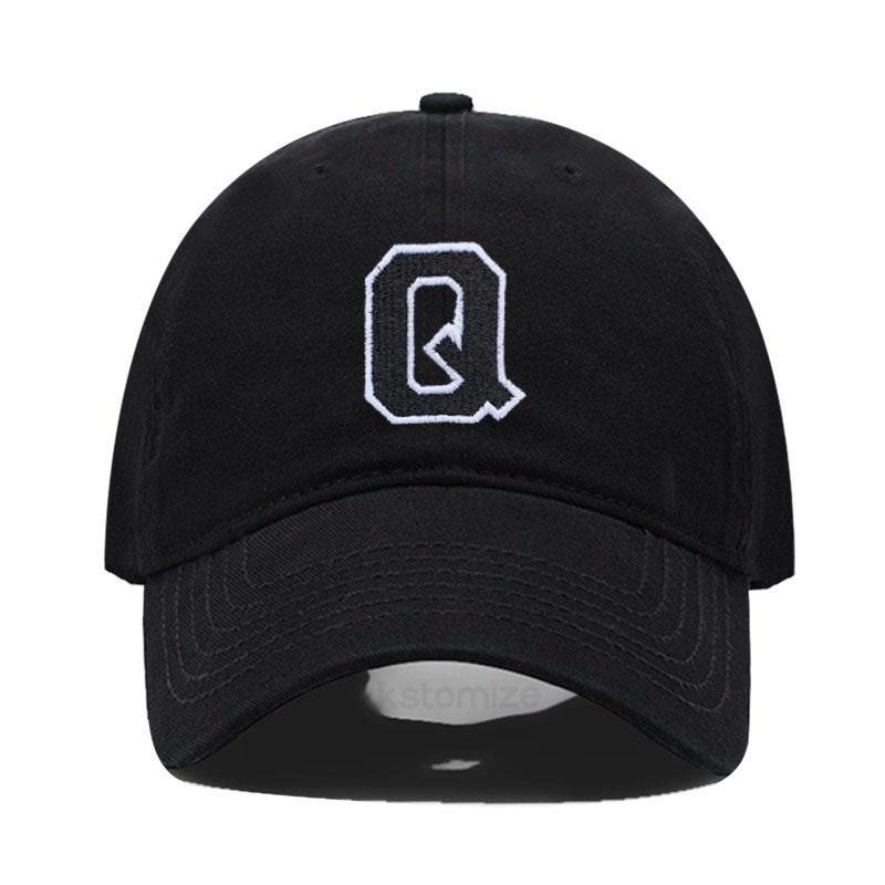 Initial Letter A-Z Black Baseball Cap For Men Womne High Quality Soft Cotton Embroider Fashion Team Sport Visors Snapback Caps