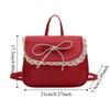 Kawali PU Leather Bag Korean Style Shouder Bag Simple Lace Bow Backpack  Gift