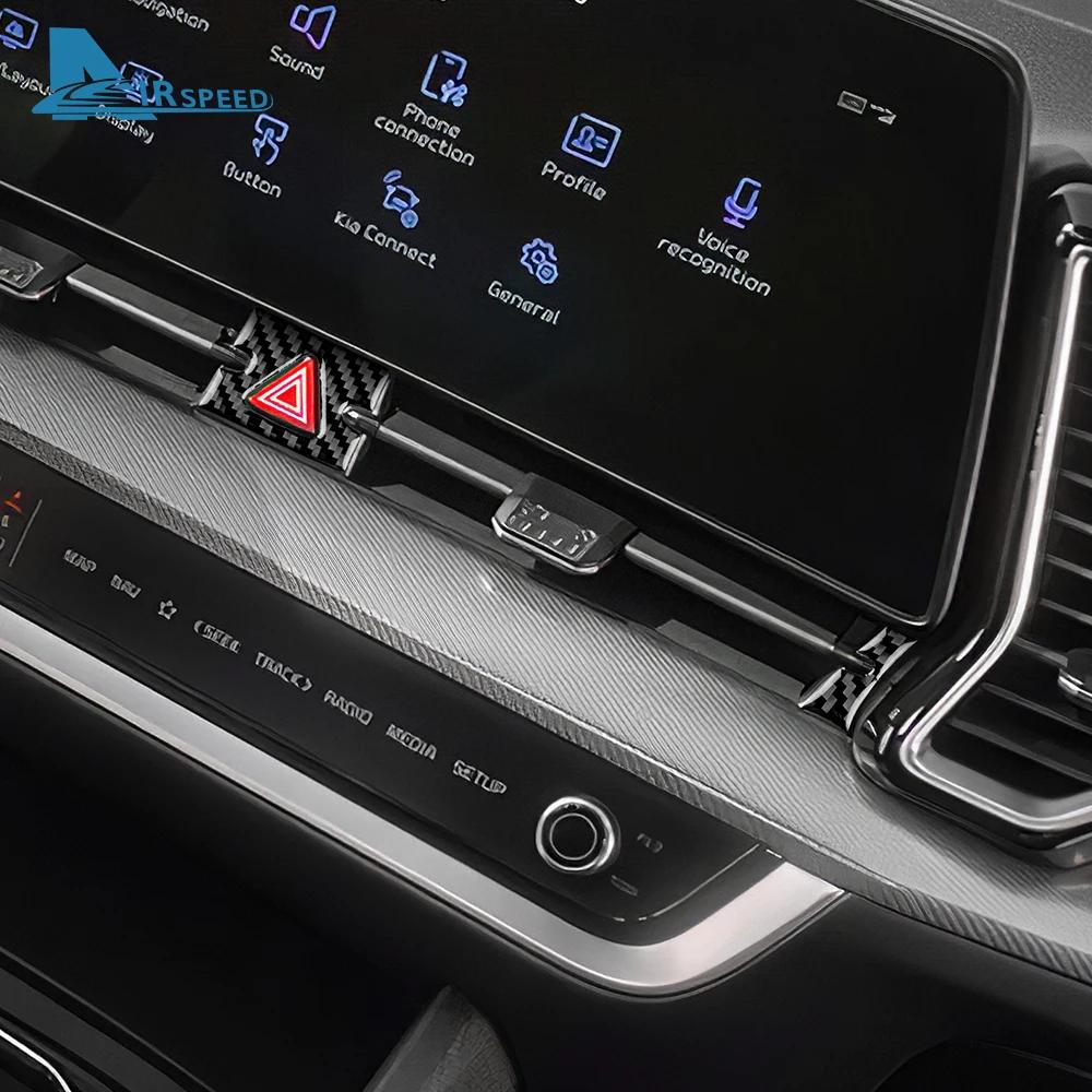 Real Soft Carbon Fiber Sticker For Kia Sportage NQ5 2022 2023 2024 2025 LHD RHD Car Warning Light Frame Trim Accessories