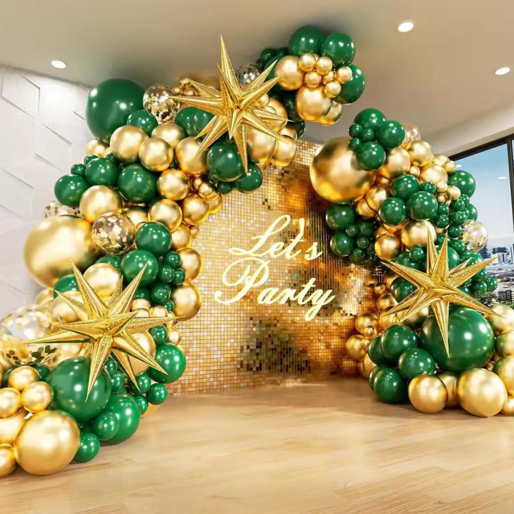 121Pcs White and Gold Balloons Garland Arch Kit with Starburst Foil Balloons for Wedding Anniversary Birthday Party Decorations
