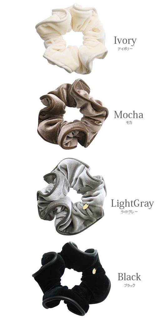 VINGTAINE Simple Faux Hair Scrunchie, Velvet, Piping, Leather, Accessories, Gift, HS-186-MOC