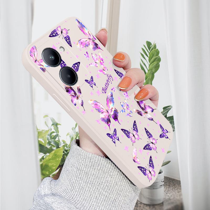 

Модный красочный чехол для телефона с бабочкой для iPhone 15, 14, 13, 12, 11, Samsung Galaxy S23, S22, A52, A52S, мягкий, с полной защитой, квадратный, жидкий, силиконовый чехол iPhone 15 Pro белый