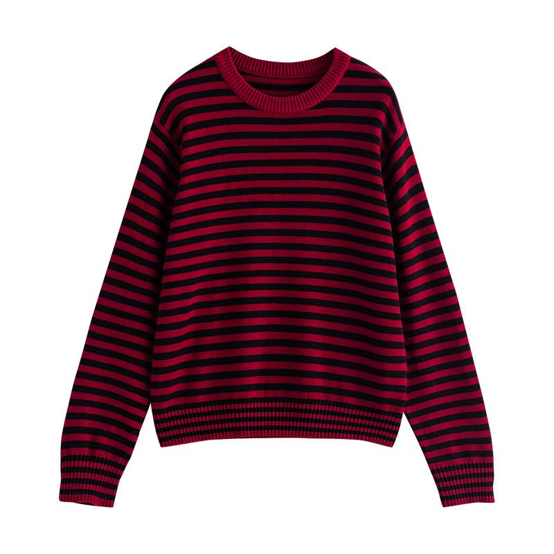 Women's Retro Color Block Stripe Knit Sweater