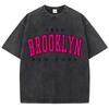 Cotton Washed T-Shirts Fashion Loose O-Neck Short Sleeve Brooklyn New York Printing Tops Summer Street Clothes