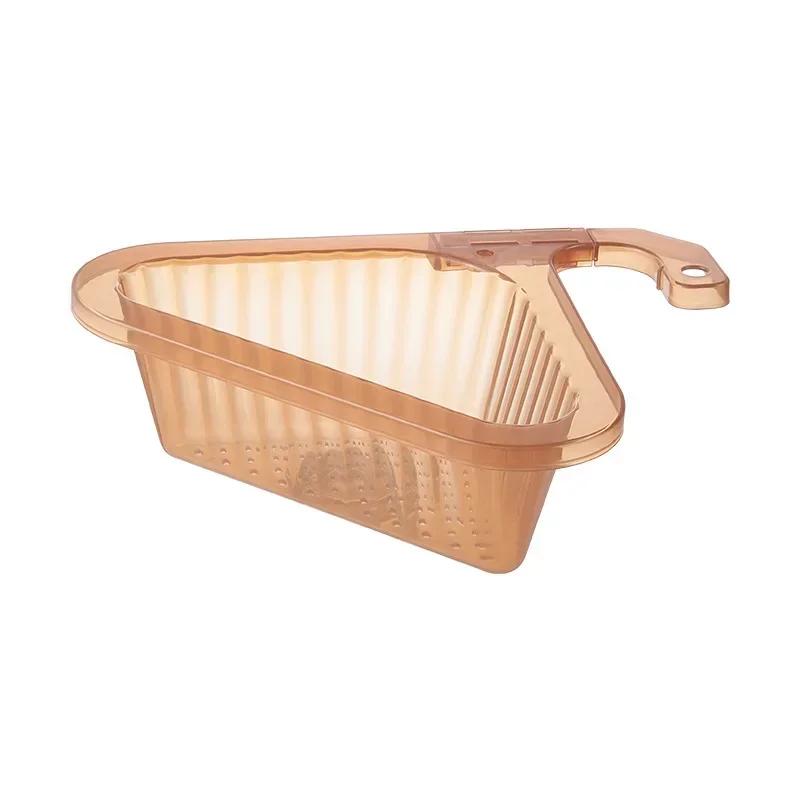 Kitchen Sink Filter Basket Corner Drain Strainer Basket Water Channel Triangular Storage Multi-Functional Hanging Drains Rack