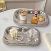 Edelstahl Blumiger Esstablett Rechteckig Französisch Vintage Erfrischungstablett Obst Snack Tablett Restaurant Kommerzieller Lagerbehälter