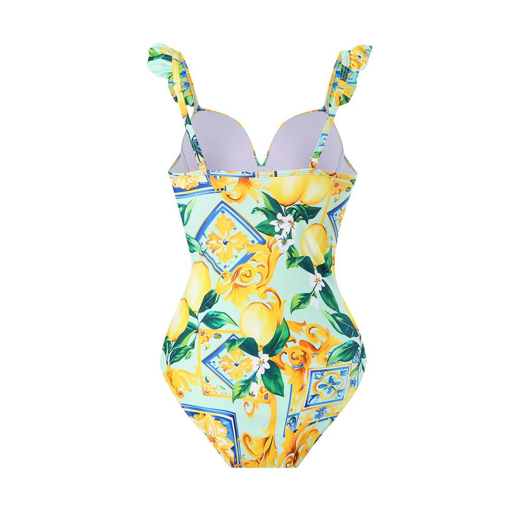 2024 European & American One-Piece Skirted Swimsuit: Flounce Tummy Control, Slimming & Sexy Wrap for Women