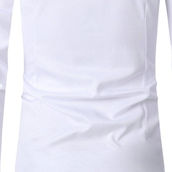 Men Shirt Single Breasted Long Sleeve Lapel Solid Color Slim Fit Dress-up Cardigan Plus Size Anti-wrinkle Spring Shirt for Work