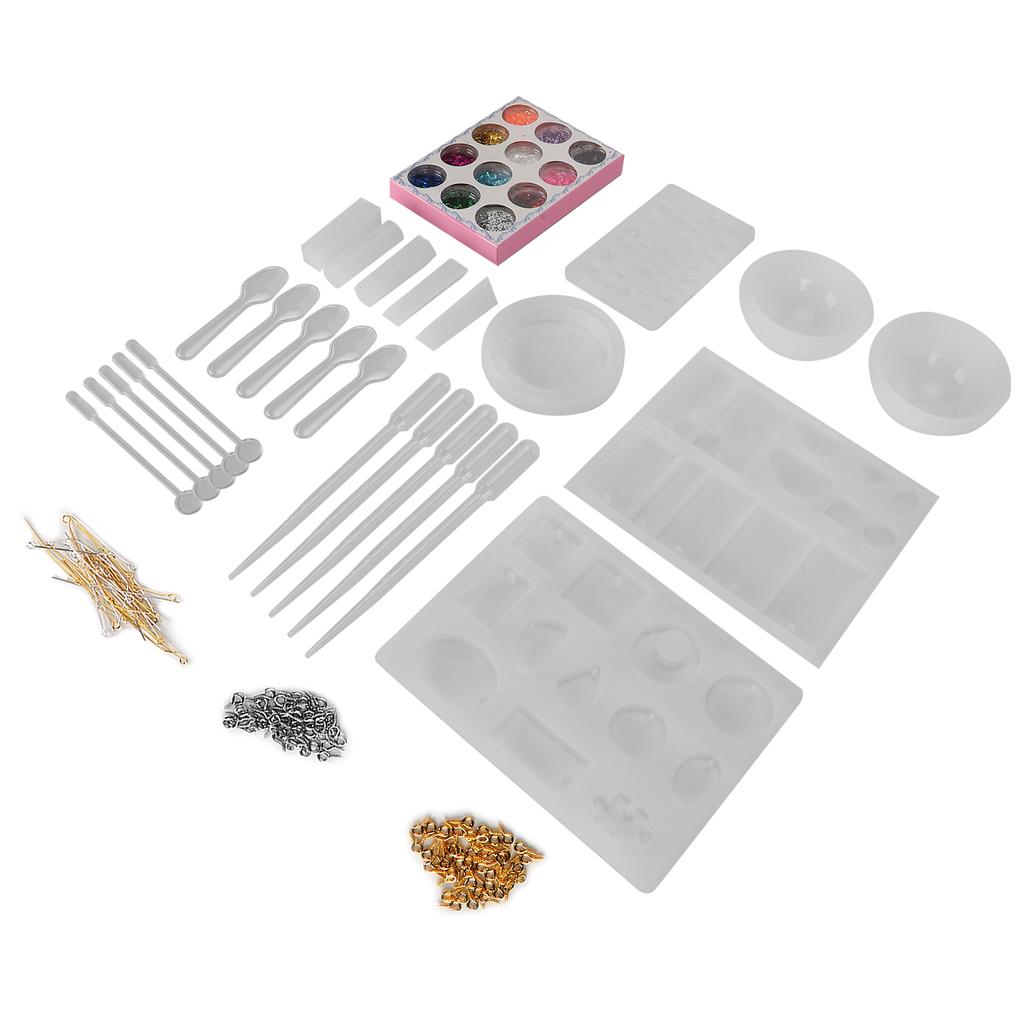 DIY Craft Jewelry Pendant Making Mold Jewelry Casting Silicone Mold Glitter Powder Set