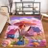 Fantasy Mushroom Village Carpet with Colorful Candy Land Theme Design Suitable for use as an anti-slip for living room bedroom sofas