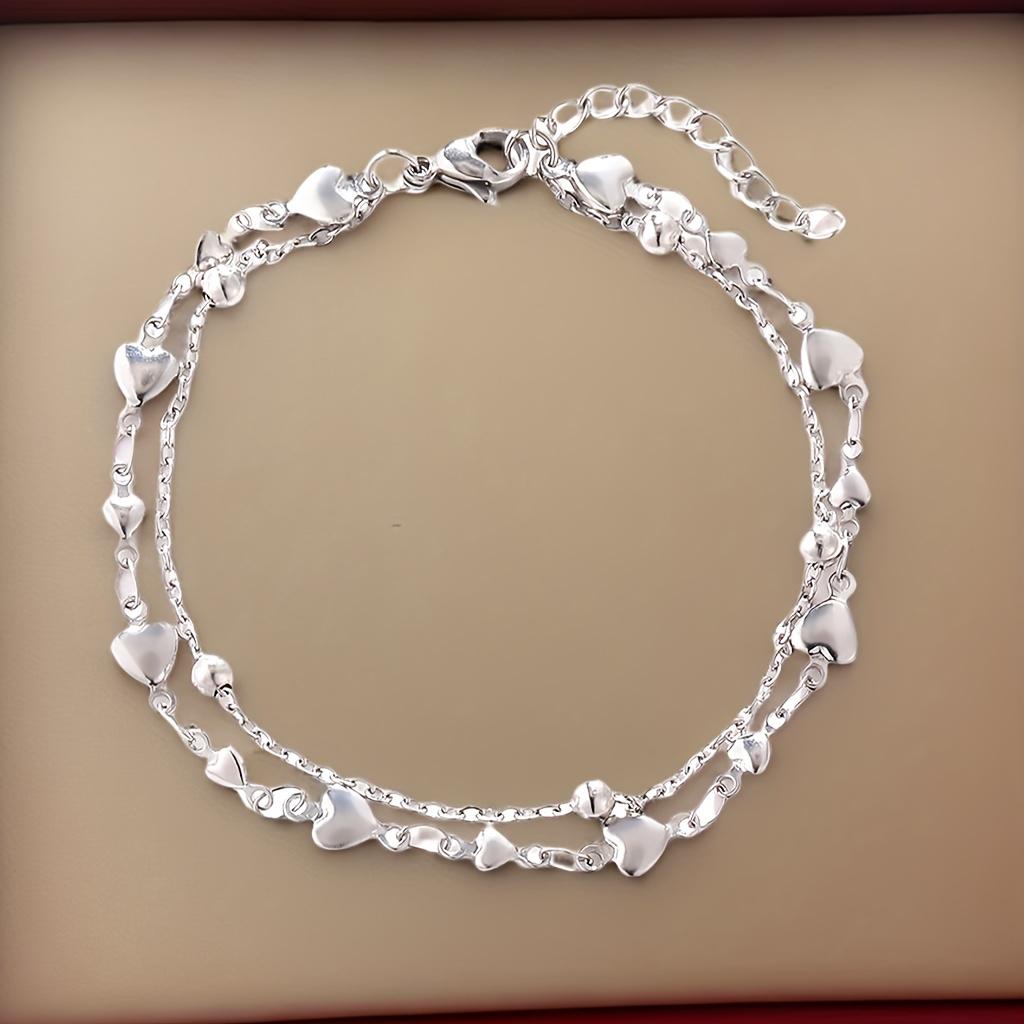 Fashionable Double-Layer Stainless Steel Women's Bracelet Minimalist Style, No Inlays, Waterproof, Suitable for Daily Wear and Gift Giving