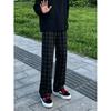 Retro Black Micro-pull Casual Pants Straight American Plaid Pants Men's Ean Plaid Pants Summer Quick-drying Cotton