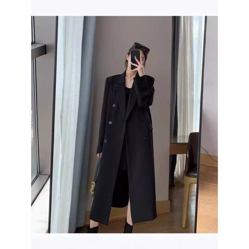 Women S Mid Length Trench Coat Double Breasted Notched Lapel Elegant Style