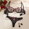 Exclusive Floral Embroidery Push-up Lingerie Set for Women - Ultra-thin, Sexy, Pure Desire Bra