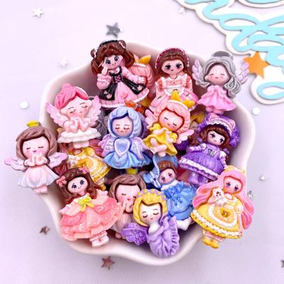 20PCS Resin Kawaii Colorful Cartoon Angel Girl Flatback Stone Home Decor Princess Fairy Figurine Scrapbook DIY Accessories Craft