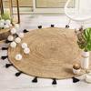 Tapis rond - Shira - 120 cm - Jute - Noir - Style naturel