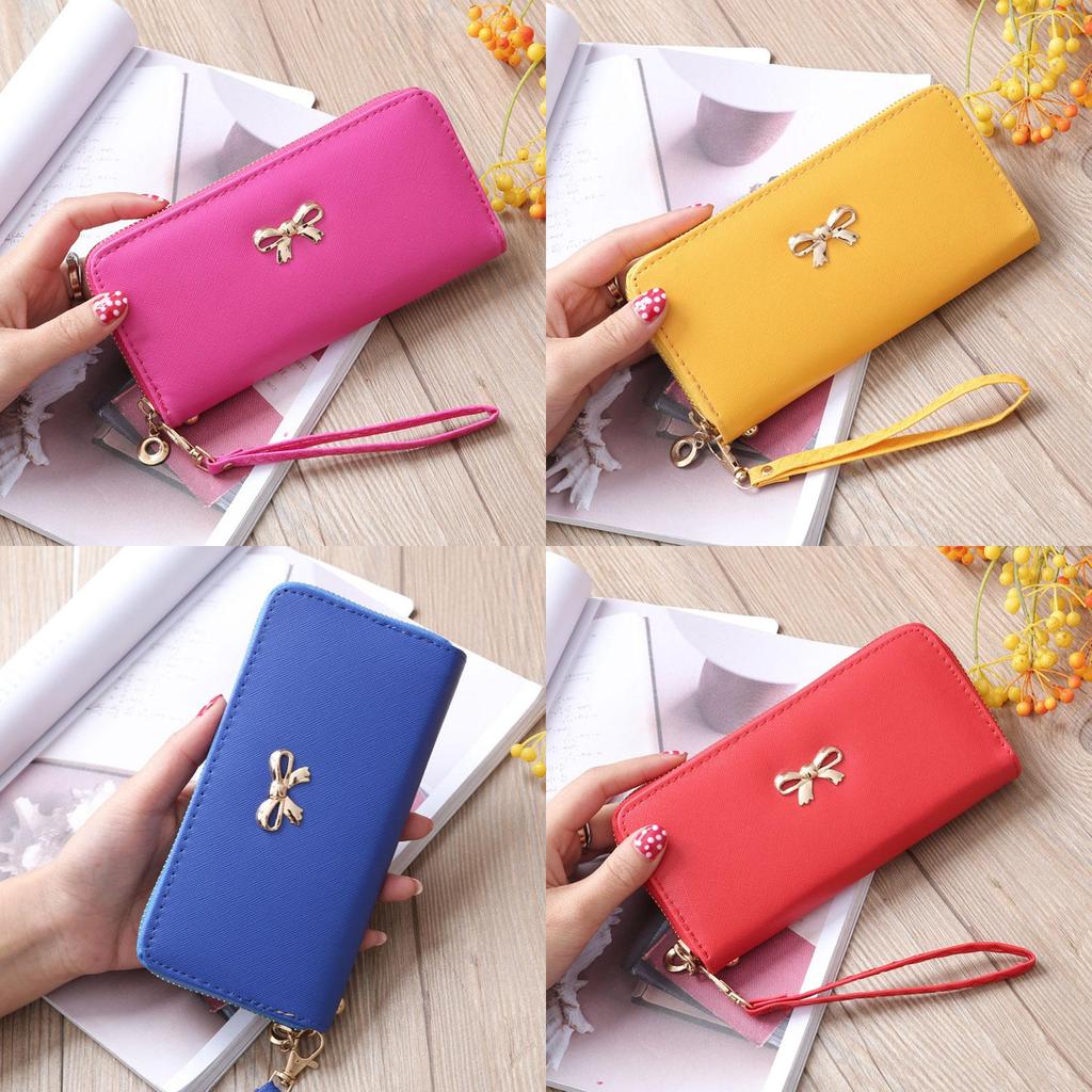 Luxurious Lady Zipper Around Women Clutch Leather Long Wallet Card Holder Case