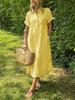 Summer Women's Striped Dress Shirt Lapel Loose Button Cardigan Pocket Fashion Vacation Casual Street Midi Skirt for Female