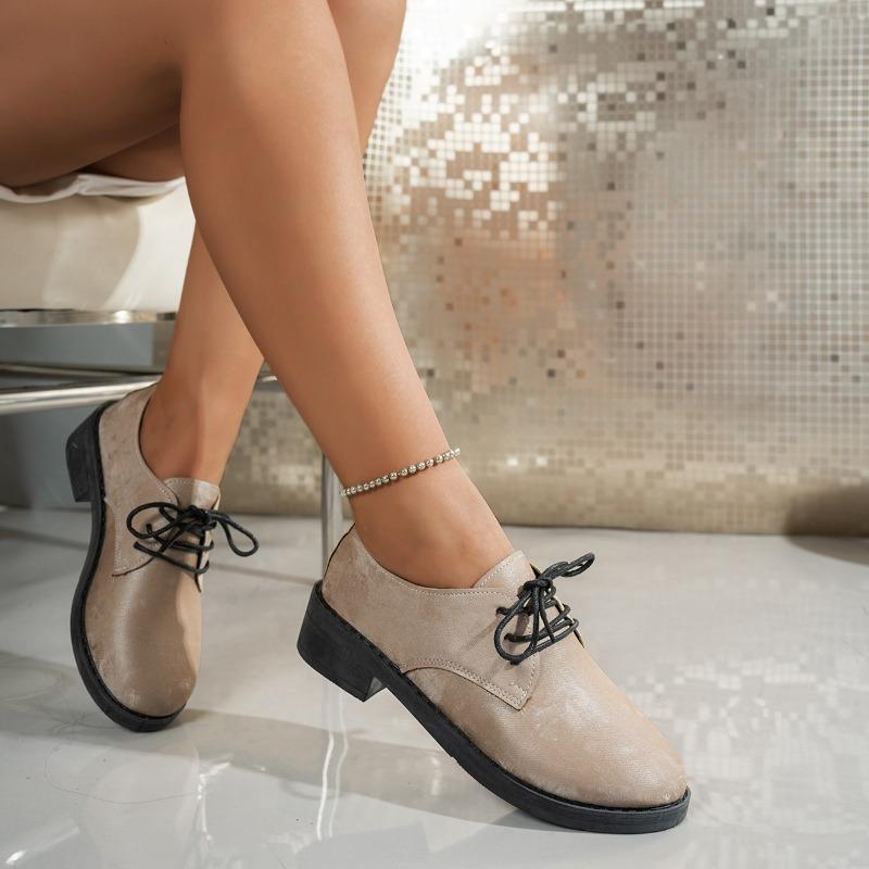 Fashion Strappy Front Block Heel Single Shoes Autumn New Round Toe Soft Sole Non-slip Wear-resistant Square Heel Shoes