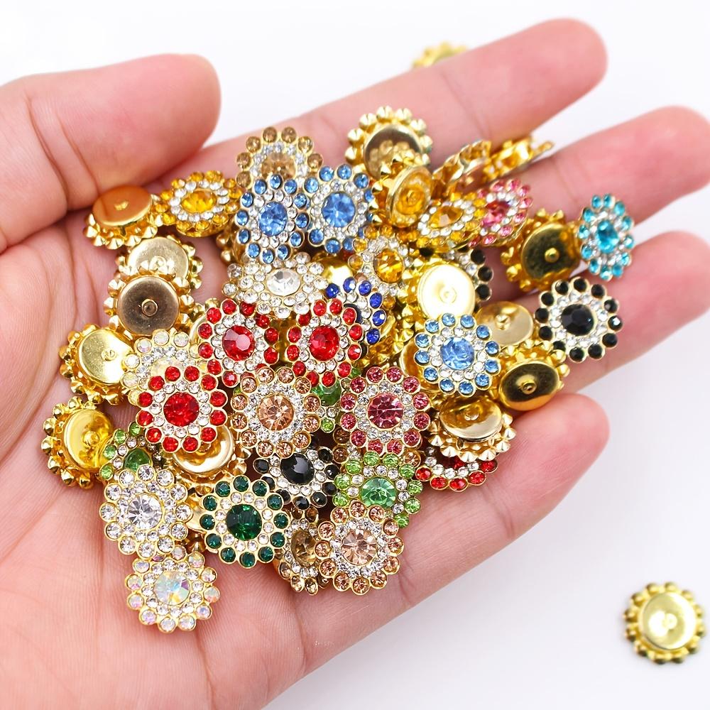 150pcs 3 Colors Sunflower Glass Rhinestone Patch, Sewn-on Appliqué, Gold Base, DIY Bag/bag/flower Button Clothing Maker