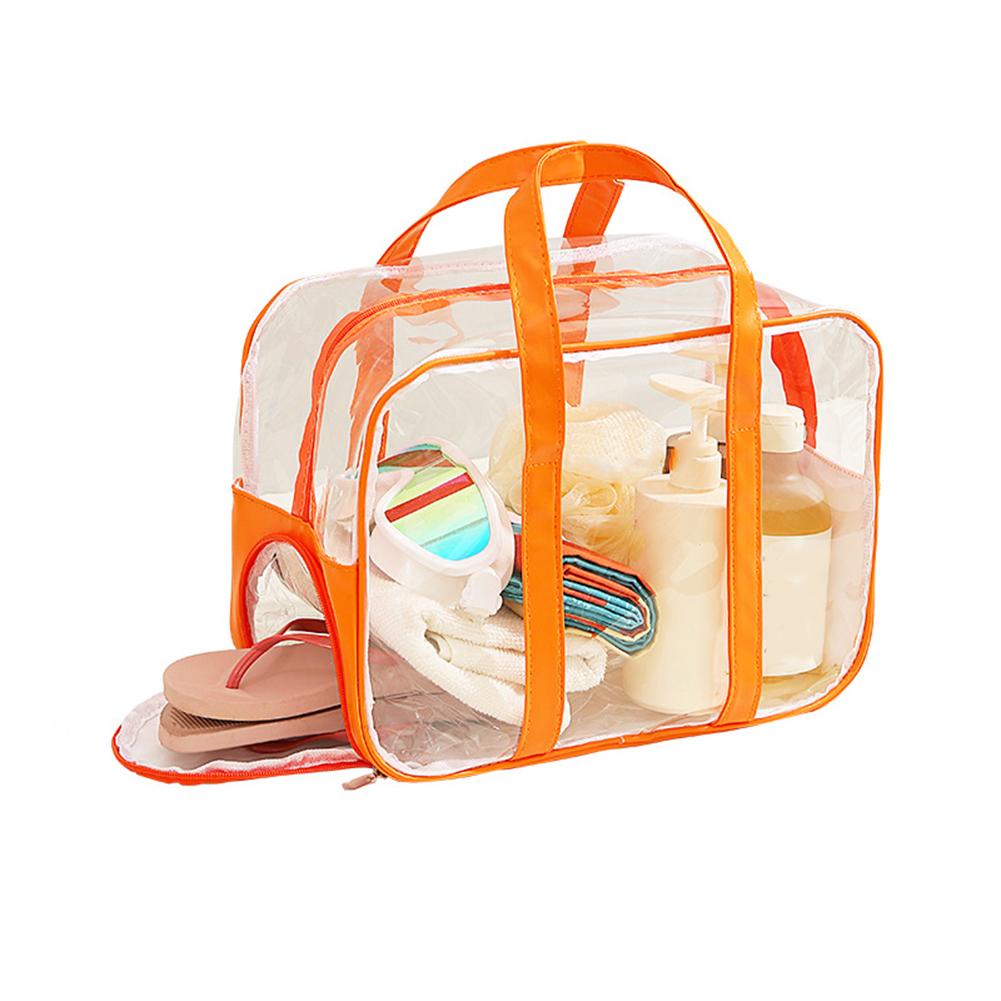 Clear PVC Cosmetic Organizer Bag with Zipper for Toiletries Makeup Storage Transparent Travel Tote Bag Water Resistant