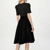 Women's Fashionable Casual Belt Short Sleeved Round Neck Color Patchwork Dress