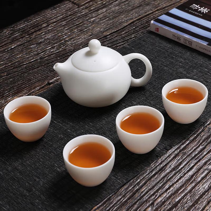 Dehua White Ceramic Xishi Teapot Set