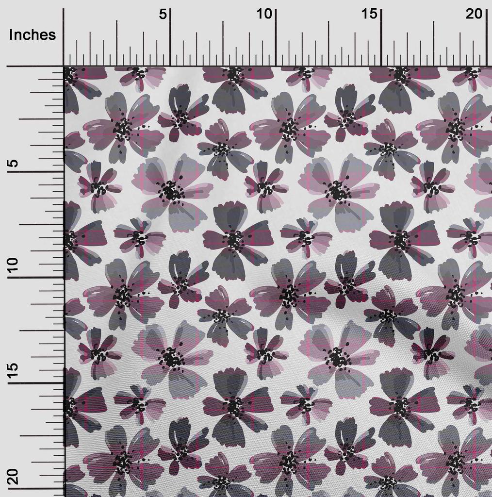 oneOone Cotton Flex Gray Fabric Florals Craft Projects Decor Fabric Printed By The Yard 40 Inch