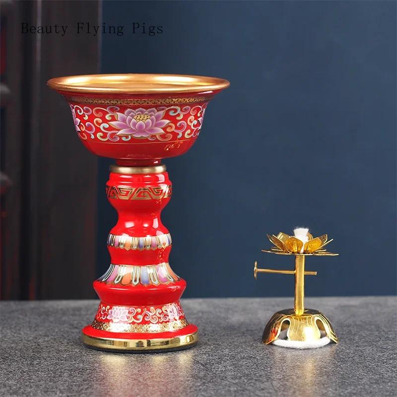 12.1x17.8cm Retro Nostalgic Zinc Alloy Butter Lamp for Home Offerings, Changming Lamp for Buddha Lamp Feng Shui  Buddhism