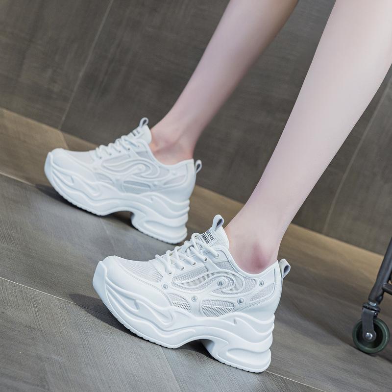 Spring and Summer Women's Shoes New Small Wedge Heel Muffin Thick Sole Inner Height Increase and Casual Single Shoes
