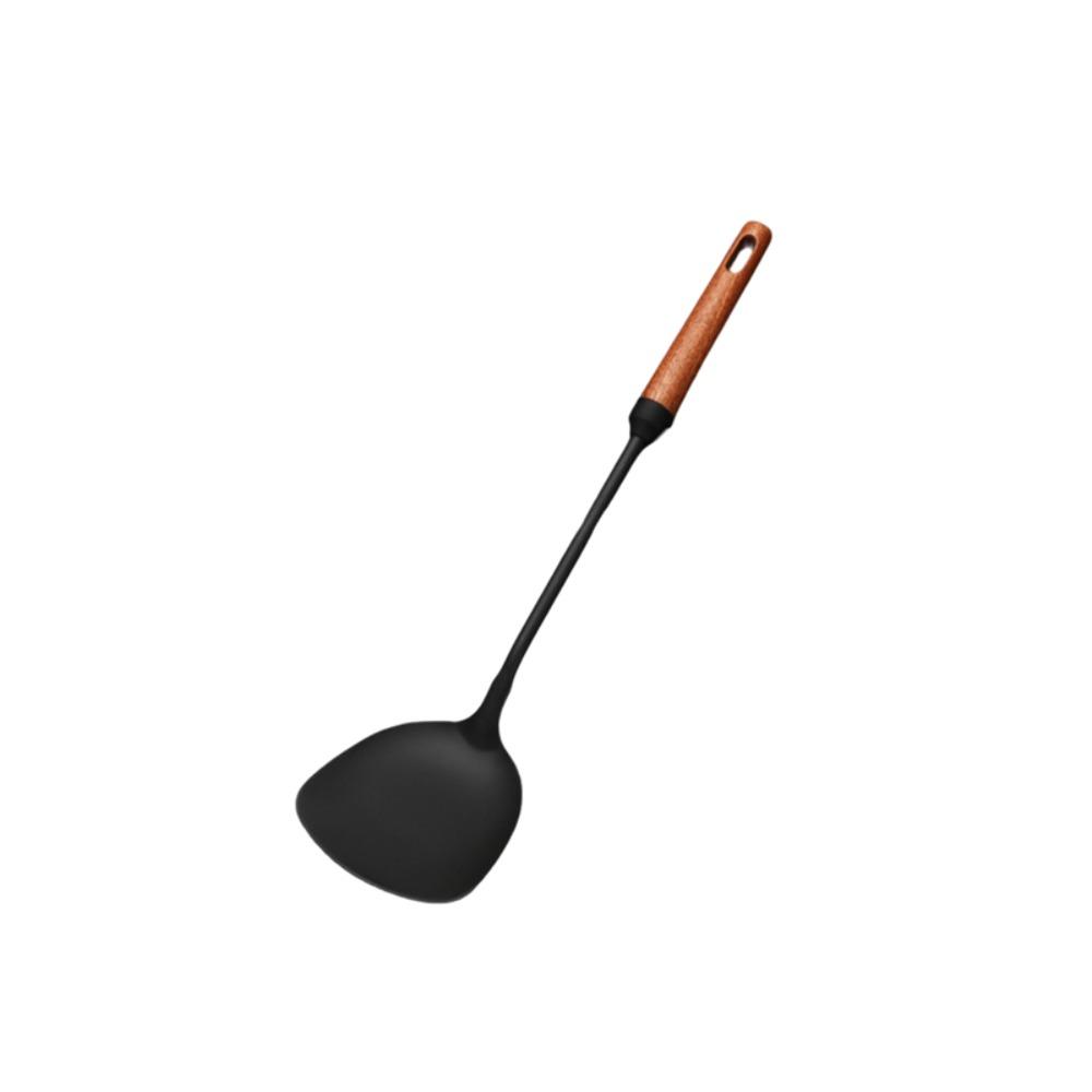Heat-resistant Iron Wok Spatula Wood Long Handle Strainer Spoon Frying Scoop Chinese Restaurant