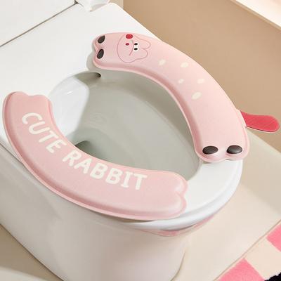 2SET Universal Cartoon Toilet Seat Cushion Waterproof with Handle EVA Toilet Seat Cover Washable Thicken Toilet Pad Home