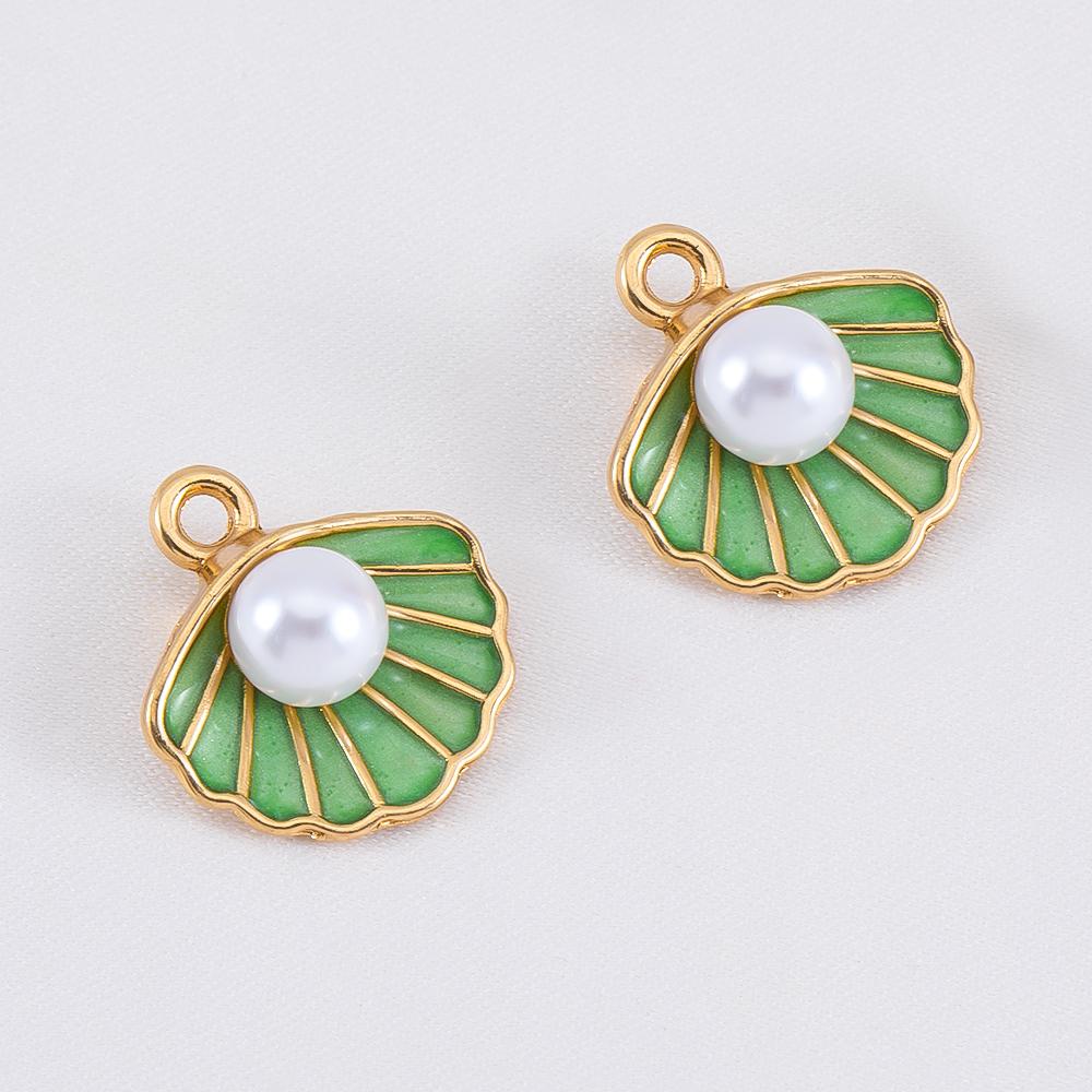 10pcs Cute Green Purple Pink Enamel Ocean Crab Conch Fishtail Heart Charms Alloy Pendants DIY Necklace Bracelet Jewelry Findings