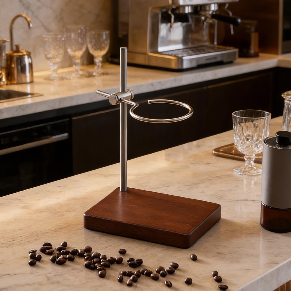 360° Rotatable Height Adjustable Metal Drip Stand - Silver Luxury Vintage, Coffee Tea Dual - Use Filter Holder