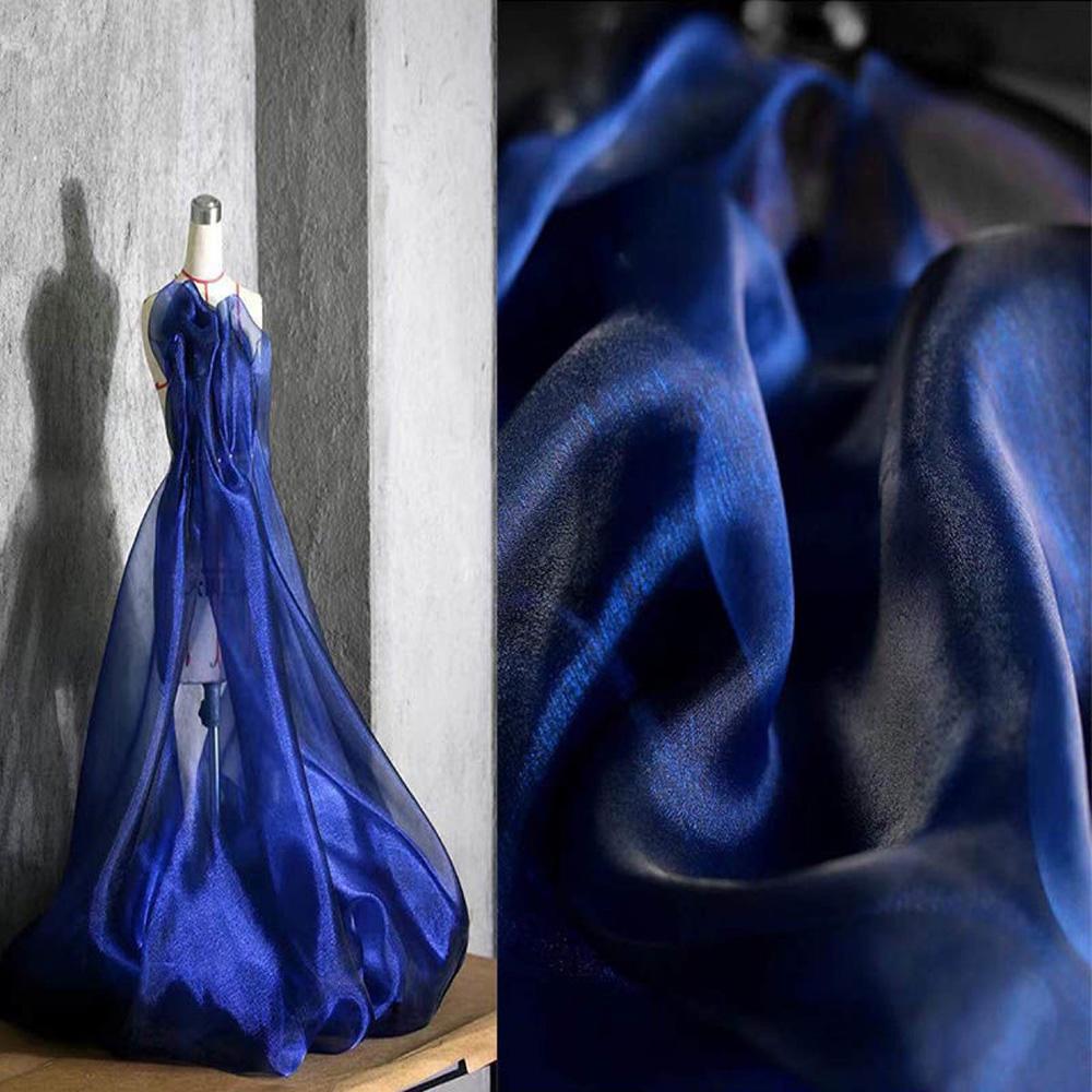 100X150cm Colorful Two-color Gradient Organza Mesh Fabric For Women Sewing Wedding Dress Home Textiles Patchwork Cloth Materials